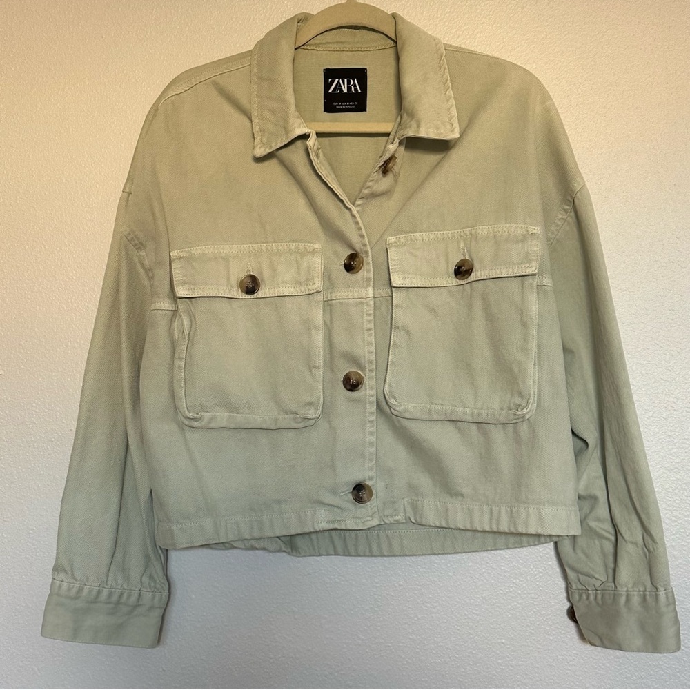 Zara Women's Light Green Utility Jacket